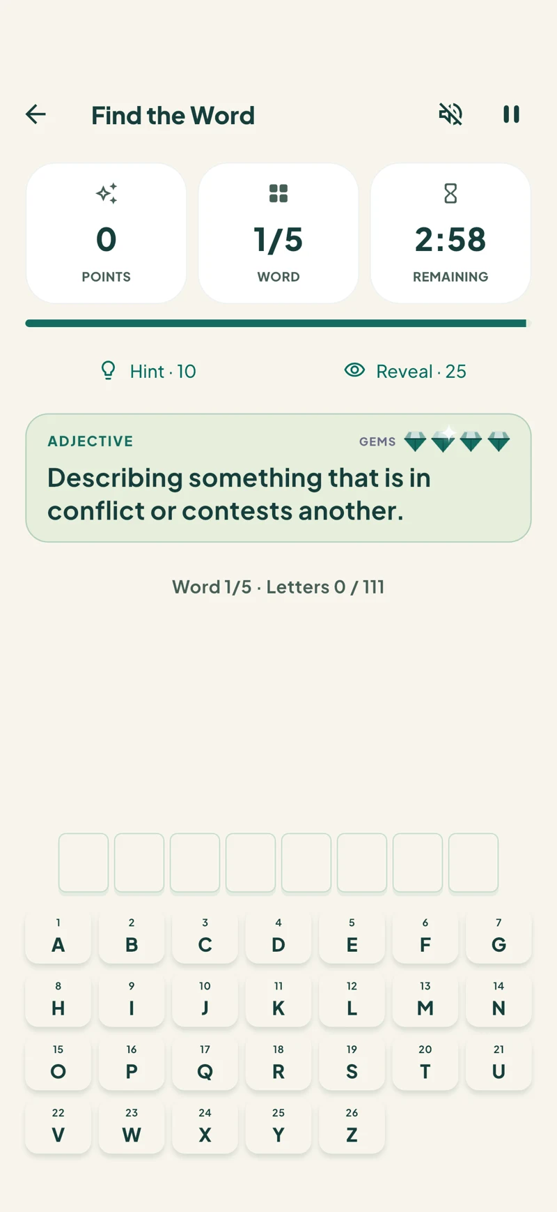 Solve clues in Find the Word